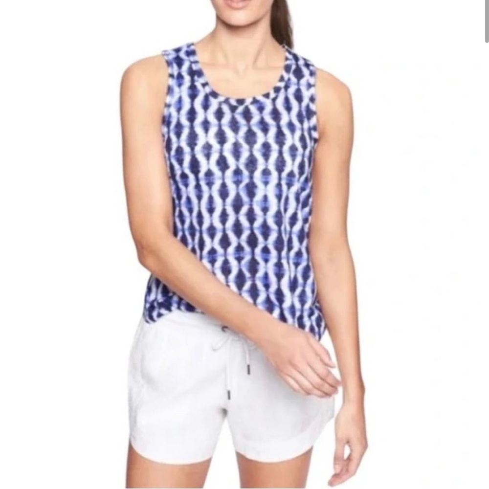 Athleta Breezy Tank Top M Blue Tie Dye Stripe Print Athleisure Women’s